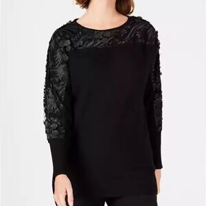 NEW 3D Flowers Sweater, Black, Size L